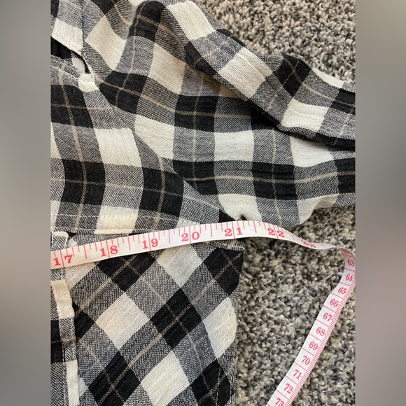 Free People Lace up Western boho Chic  Plaid Gauze Snap Button Up Size S - Picture 8 of 9